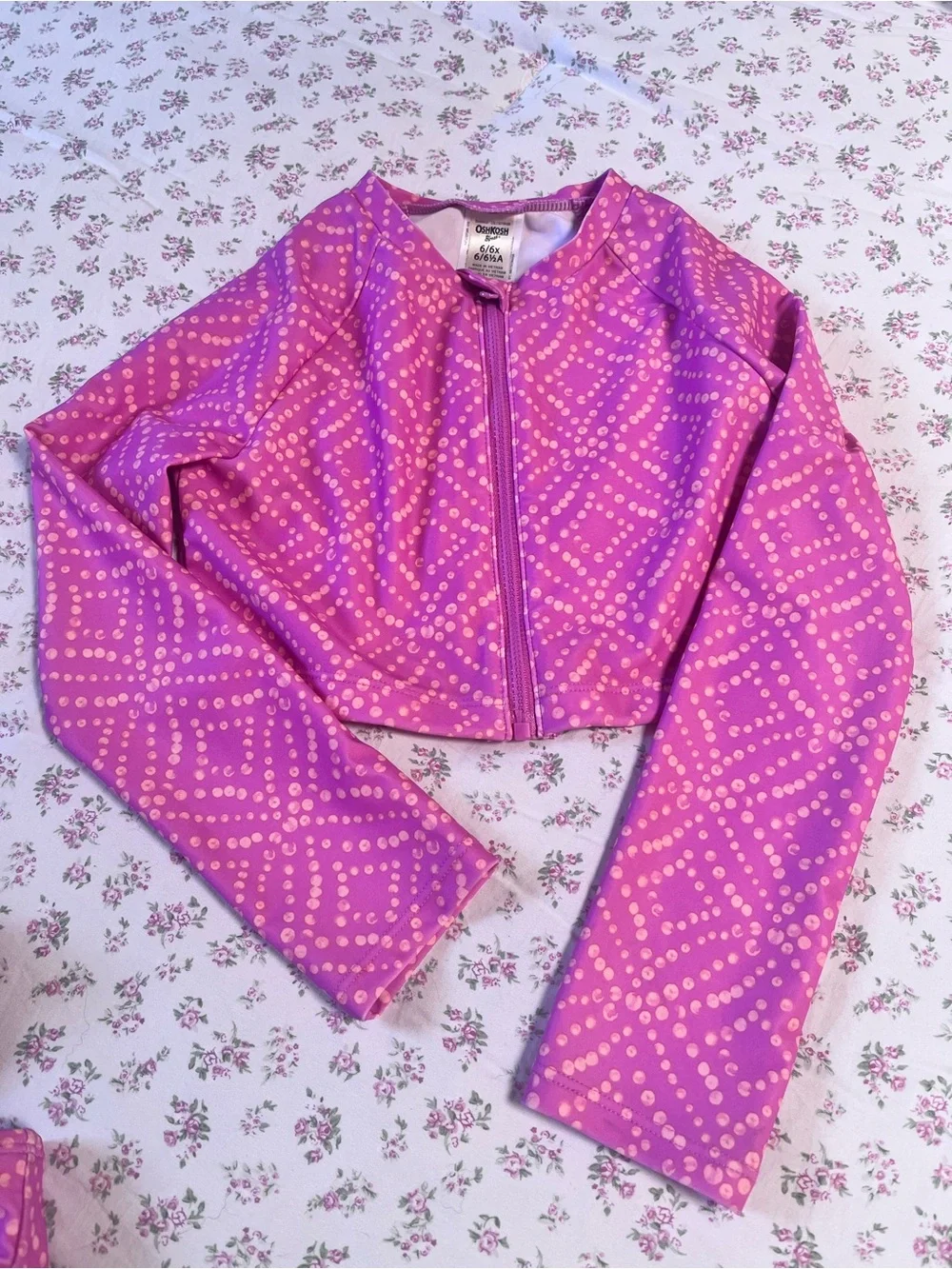 OshKosh B'gosh Pink Dot-Print 3-Piece Swim Set with Zip Rash Guard